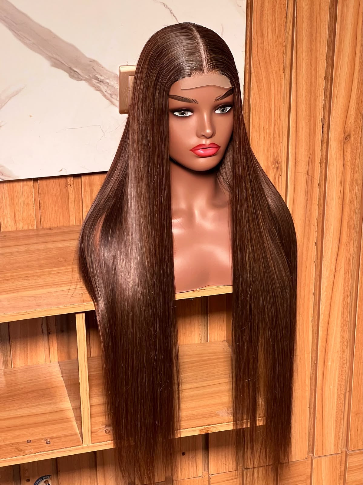 Chestnut Straight wig(Human Hair Blend)
